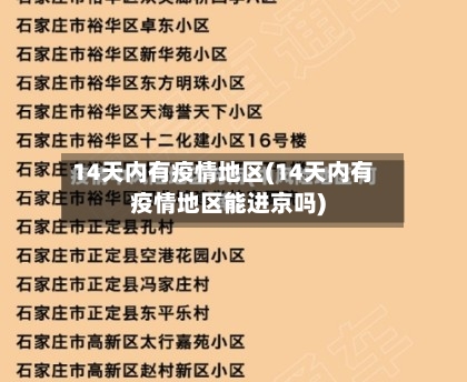 14天内有疫情地区(14天内有疫情地区能进京吗)