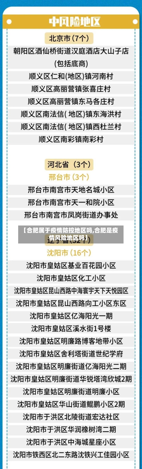 【合肥属于疫情防控地区吗,合肥是疫情风险地区吗】