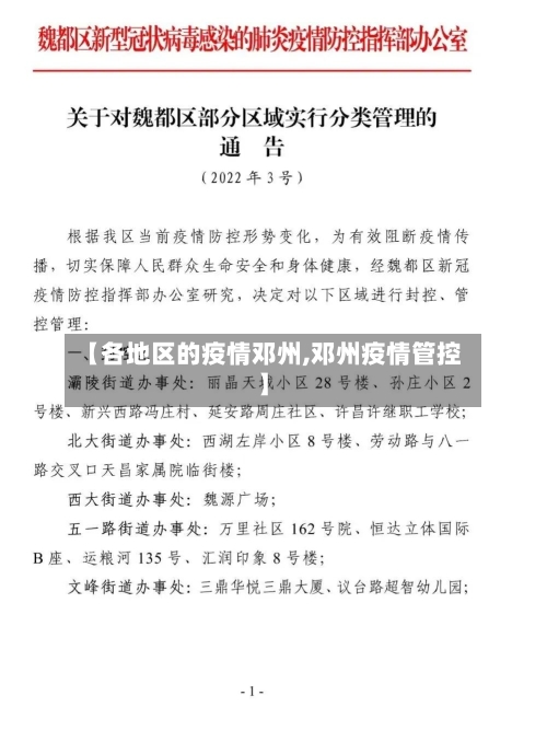 【各地区的疫情邓州,邓州疫情管控】