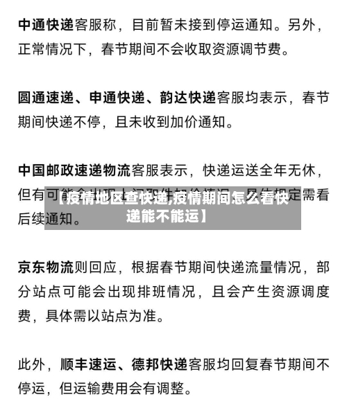 【疫情地区查快递,疫情期间怎么看快递能不能运】-第3张图片